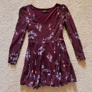 Shyanne Burgundy Floral Long Sleeve Dress
